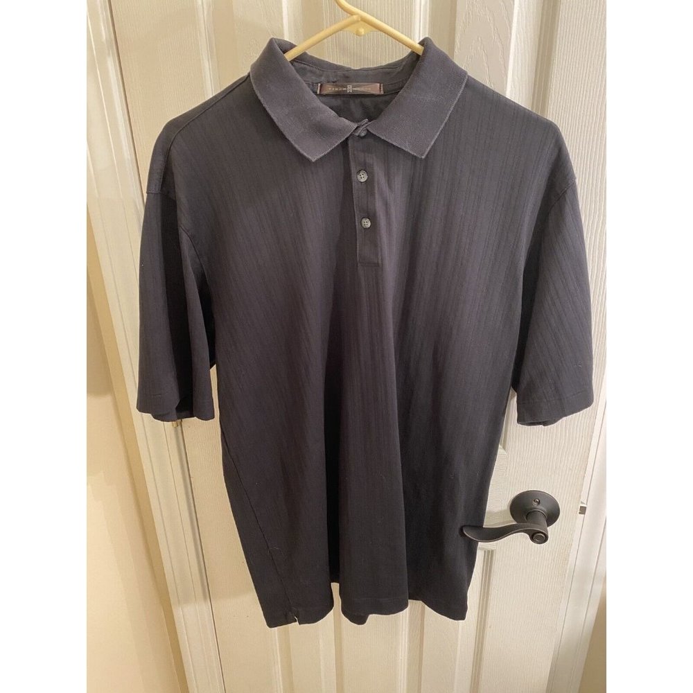 Nike Polo Shirt Mens Large Black Tiger Woods DryFit Solid Golf